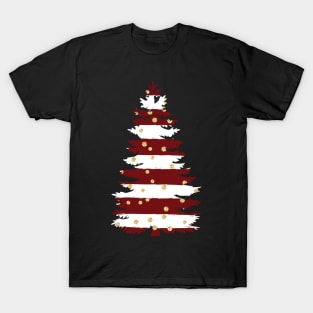 red and white christmas tree with golden confetti T-Shirt